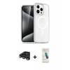 MARSİLYAN™- iPhone 15 Pro Max Kılıf Nova Asil Prime - Şeffaf Pasifik Cam Ekran Koruyucu + Raze Metal Kamera Lens - LT