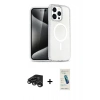 MARSİLYAN™- iPhone 15 Pro Max Kılıf Nova Asil Prime - Şeffaf Pasifik Cam Ekran Koruyucu + Raze Metal Kamera Lens - TMGI