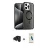 MARSİLYAN™- iPhone 15 Pro Max Kılıf Nova Asil Prime - Şeffaf Pasifik Cam Ekran Koruyucu + Raze Metal Kamera Lens - TMGI