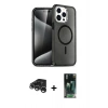 MARSİLYAN™- iPhone 15 Pro Max Kılıf Nova Asil Prime - Siyah 360 Mat Full Body Arka Koruyucu + Raze Metal Kamera Lens - GS