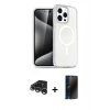 MARSİLYAN™- iPhone 15 Pro Max Kılıf Nova Asil Prime - Siyah 3D Antistatik Hayalet Cam Ekran Koruyucu + Raze Metal Kamera Lens - GS