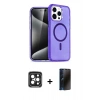 MARSİLYAN™- iPhone 15 Pro Max Kılıf Nova Asil Prime - Siyah 3D Antistatik Hayalet Cam Ekran Koruyucu + PVD Metal Kamera Lens - SH