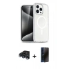 MARSİLYAN™- iPhone 15 Pro Max Kılıf Nova Asil Prime - Siyah 3D Antistatik Hayalet Cam Ekran Koruyucu + Raze Metal Kamera Lens - LT