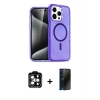 MARSİLYAN™- iPhone 15 Pro Max Kılıf Nova Asil Prime - Siyah 3D Antistatik Hayalet Cam Ekran Koruyucu + PVD Metal Kamera Lens - TU