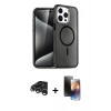 MARSİLYAN™- iPhone 15 Pro Max Kılıf Nova Asil Prime - Siyah 3D Antistatik Mat Seramik Nano Ekran Koruyucu + Raze Metal Kamera Lens - GS