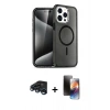 MARSİLYAN™- iPhone 15 Pro Max Kılıf Nova Asil Prime - Siyah 3D Antistatik Mat Seramik Nano Ekran Koruyucu + Raze Metal Kamera Lens - LT