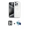 MARSİLYAN™- iPhone 15 Pro Max Kılıf Nova Asil Prime - Siyah 3D Antistatik Seramik Nano Ekran Koruyucu + PVD Metal Kamera Lens - LT