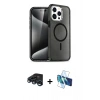 MARSİLYAN™- iPhone 15 Pro Max Kılıf Nova Asil Prime - Siyah 3D Antistatik Seramik Nano Ekran Koruyucu + Raze Metal Kamera Lens - LT