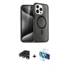 MARSİLYAN™- iPhone 15 Pro Max Kılıf Nova Asil Prime - Siyah 3D Antistatik Seramik Nano Ekran Koruyucu + Raze Metal Kamera Lens - GS