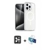 MARSİLYAN™- iPhone 15 Pro Max Kılıf Nova Asil Prime - Siyah 3D Antistatik Seramik Nano Ekran Koruyucu + PVD Metal Kamera Lens - SH