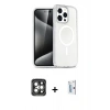MARSİLYAN™- iPhone 15 Pro Max Kılıf Nova Asil Prime - Siyah Bilvis 0.18mm Plus Cam Ekran Koruyucu + Gri PVD Metal Kamera Lens