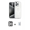 MARSİLYAN™- iPhone 15 Pro Max Kılıf Nova Asil Prime - Siyah Bilvis 0.18mm Plus Cam Ekran Koruyucu + PVD Metal Kamera Lens - GS