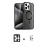 MARSİLYAN™- iPhone 15 Pro Max Kılıf Nova Asil Prime - Siyah Bilvis 0.18mm Plus Cam Ekran Koruyucu + PVD Metal Kamera Lens - GS