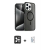 MARSİLYAN™- iPhone 15 Pro Max Kılıf Nova Asil Prime - Siyah Bilvis 0.18mm Plus Cam Ekran Koruyucu + PVD Metal Kamera Lens - SH