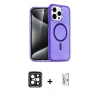 MARSİLYAN™- iPhone 15 Pro Max Kılıf Nova Asil Prime - Siyah Bilvis 0.18mm Plus Cam Ekran Koruyucu + PVD Metal Kamera Lens - SH