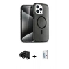 MARSİLYAN™- iPhone 15 Pro Max Kılıf Nova Asil Prime - Siyah Bilvis 0.18mm Plus Cam Ekran Koruyucu + Raze Metal Kamera Lens - SH