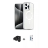 MARSİLYAN™- iPhone 15 Pro Max Kılıf Nova Asil Prime - Siyah Bilvis 0.18mm Plus Cam Ekran Koruyucu + Raze Metal Kamera Lens - TMGI