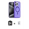 MARSİLYAN™- iPhone 15 Pro Max Kılıf Nova Asil Prime - Siyah Bilvis 0.18mm Plus Cam Ekran Koruyucu + Turuncu PVD Metal Kamera Lens