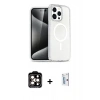 MARSİLYAN™- iPhone 15 Pro Max Kılıf Nova Asil Prime - Siyah Bilvis 0.18mm Plus Cam Ekran Koruyucu + Turuncu PVD Metal Kamera Lens