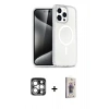 MARSİLYAN™- iPhone 15 Pro Max Kılıf Nova Asil Prime - Siyah Bilvis 3D Cam Ekran Koruyucu + PVD Metal Kamera Lens - GS