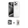 MARSİLYAN™- iPhone 15 Pro Max Kılıf Nova Asil Prime - Siyah Bilvis 3D Cam Ekran Koruyucu + PVD Metal Kamera Lens - LT