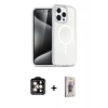 MARSİLYAN™- iPhone 15 Pro Max Kılıf Nova Asil Prime - Siyah Bilvis 3D Cam Ekran Koruyucu + PVD Metal Kamera Lens - TU