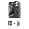 MARSİLYAN™- iPhone 15 Pro Max Kılıf Nova Asil Prime - Siyah Bilvis 3D Cam Ekran Koruyucu + PVD Metal Kamera Lens - GS