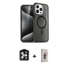 MARSİLYAN™- iPhone 15 Pro Max Kılıf Nova Asil Prime - Siyah Bilvis 3D Cam Ekran Koruyucu + PVD Metal Kamera Lens - TU