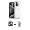 MARSİLYAN™- iPhone 15 Pro Max Kılıf Nova Asil Prime - Siyah Bilvis 3D Cam Ekran Koruyucu + PVD Metal Kamera Lens - SH