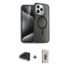 MARSİLYAN™- iPhone 15 Pro Max Kılıf Nova Asil Prime - Siyah Bilvis 3D Cam Ekran Koruyucu + Raze Metal Kamera Lens - TMGI