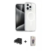 MARSİLYAN™- iPhone 15 Pro Max Kılıf Nova Asil Prime - Siyah Bilvis 3D Cam Ekran Koruyucu + Raze Metal Kamera Lens - TMGI