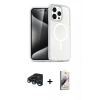 MARSİLYAN™- iPhone 15 Pro Max Kılıf Nova Asil Prime - Siyah Bilvis 3D Mat Cam Ekran Koruyucu + Lacivert Raze Metal Kamera Lens