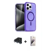 MARSİLYAN™- iPhone 15 Pro Max Kılıf Nova Asil Prime - Siyah Bilvis 3D Mat Cam Ekran Koruyucu + Lacivert Raze Metal Kamera Lens