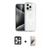 MARSİLYAN™- iPhone 15 Pro Max Kılıf Nova Asil Prime - Siyah Bilvis 3D Mat Cam Ekran Koruyucu + PVD Metal Kamera Lens - LT