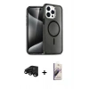 MARSİLYAN™- iPhone 15 Pro Max Kılıf Nova Asil Prime - Siyah Bilvis 3D Mat Cam Ekran Koruyucu + Raze Metal Kamera Lens - SH