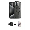 MARSİLYAN™- iPhone 15 Pro Max Kılıf Nova Asil Prime - Siyah Bilvis 3D Mat Cam Ekran Koruyucu + Raze Metal Kamera Lens - TMGI