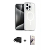 MARSİLYAN™- iPhone 15 Pro Max Kılıf Nova Asil Prime - Siyah Bilvis 3D Mat Cam Ekran Koruyucu + Raze Metal Kamera Lens - SH