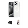 MARSİLYAN™- iPhone 15 Pro Max Kılıf Nova Asil Prime - Siyah Bilvis 3D Mat Cam Ekran Koruyucu + Raze Metal Kamera Lens - TMGI