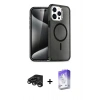 MARSİLYAN™- iPhone 15 Pro Max Kılıf Nova Asil Prime - Siyah Bilvis 5in1 3D Magic Cam Ekran Koruyucu + Raze Metal Kamera Lens - TMGI