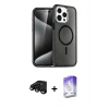MARSİLYAN™- iPhone 15 Pro Max Kılıf Nova Asil Prime - Siyah Bilvis 5in1 3D Magic Cam Ekran Koruyucu + Raze Metal Kamera Lens - SH