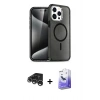 MARSİLYAN™- iPhone 15 Pro Max Kılıf Nova Asil Prime - Siyah Bilvis 5in1 5D Magic Hayalet Cam Ekran Koruyucu + Raze Metal Kamera Lens - GS