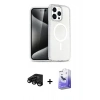 MARSİLYAN™- iPhone 15 Pro Max Kılıf Nova Asil Prime - Siyah Bilvis 5in1 5D Magic Hayalet Cam Ekran Koruyucu + Raze Metal Kamera Lens - SH