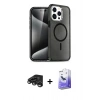 MARSİLYAN™- iPhone 15 Pro Max Kılıf Nova Asil Prime - Siyah Bilvis 5in1 5D Magic Hayalet Cam Ekran Koruyucu + Raze Metal Kamera Lens - TMGI