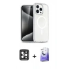 MARSİLYAN™- iPhone 15 Pro Max Kılıf Nova Asil Prime - Siyah Bilvis 5in1 5D Magic Hayalet Cam Ekran Koruyucu + PVD Metal Kamera Lens - SH