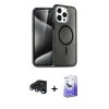 MARSİLYAN™- iPhone 15 Pro Max Kılıf Nova Asil Prime - Siyah Bilvis 5in1 5D Magic Hayalet Cam Ekran Koruyucu + Raze Metal Kamera Lens - LT