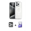 MARSİLYAN™- iPhone 15 Pro Max Kılıf Nova Asil Prime - Siyah Bilvis 5in1 5D Magic Hayalet Cam Ekran Koruyucu + PVD Metal Kamera Lens - LT