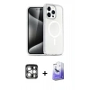 MARSİLYAN™- iPhone 15 Pro Max Kılıf Nova Asil Prime - Siyah Bilvis 5in1 5D Magic Hayalet Cam Ekran Koruyucu + PVD Metal Kamera Lens - GS