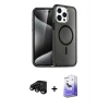 MARSİLYAN™- iPhone 15 Pro Max Kılıf Nova Asil Prime - Siyah Bilvis 5in1 5D Magic Hayalet Cam Ekran Koruyucu + Raze Metal Kamera Lens - SH