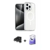 MARSİLYAN™- iPhone 15 Pro Max Kılıf Nova Asil Prime - Siyah Bilvis 5in1 5D Magic Hayalet Cam Ekran Koruyucu + Raze Metal Kamera Lens - GS