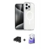 MARSİLYAN™- iPhone 15 Pro Max Kılıf Nova Asil Prime - Siyah Bilvis 5in1 5D Magic Hayalet Cam Ekran Koruyucu + Raze Metal Kamera Lens - TMGI